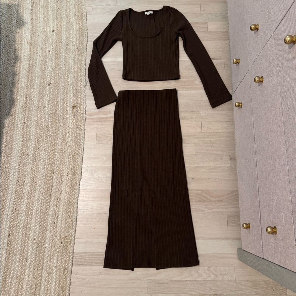 Z Supply Chocolate Ribbed Knit Set